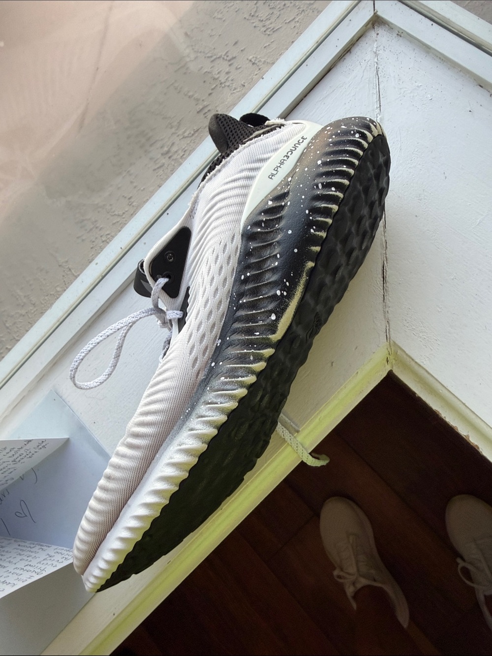 adidas Men’s Alphabounce White and Black Athletic Sneakers - Picture 10 of 13